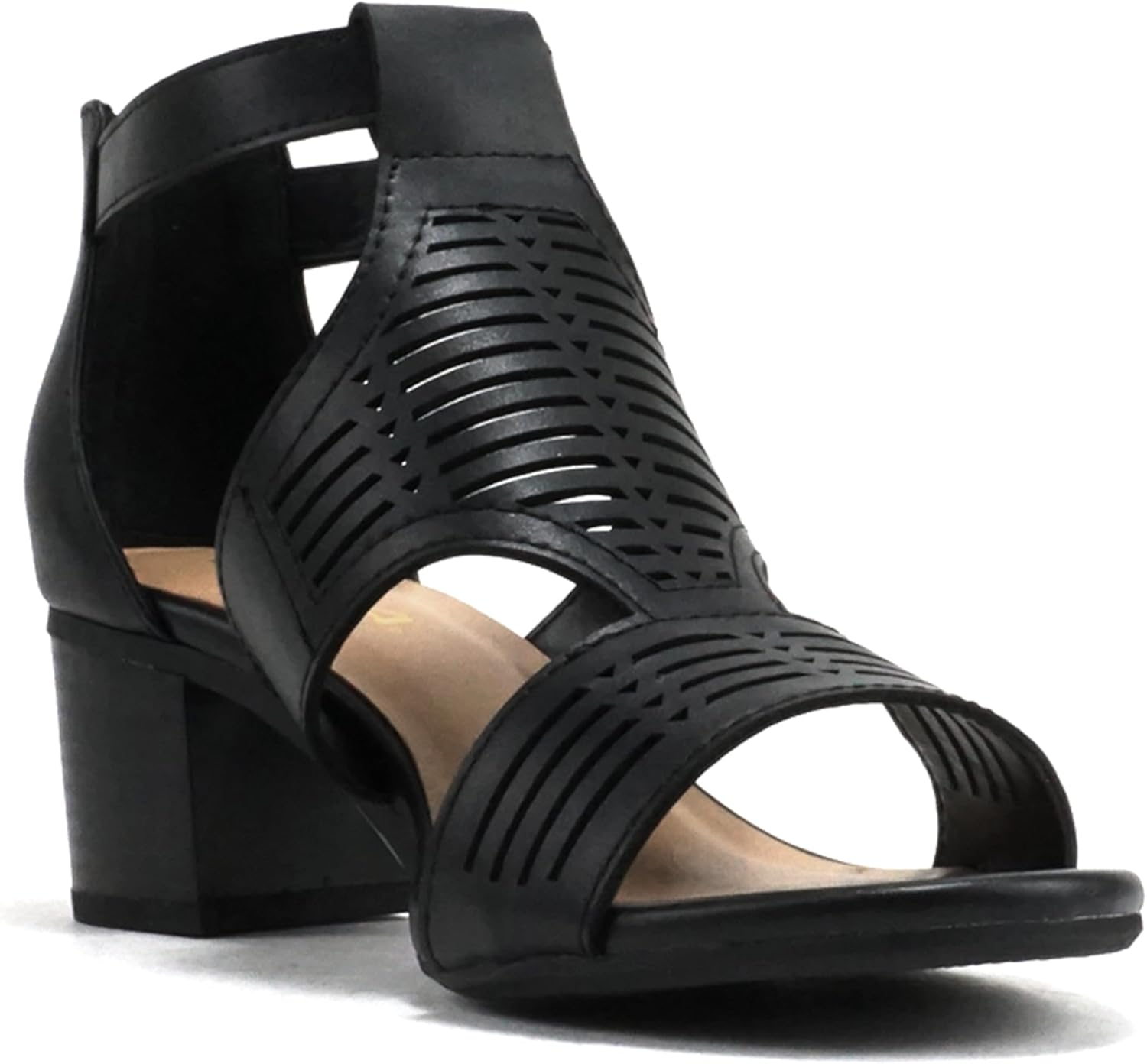 Soda “Norway” ~ Women Open Toe Closed Back Counter Cutout Upper Low Block Heel Sandal with Adjustable Ankle Strap - Image 4