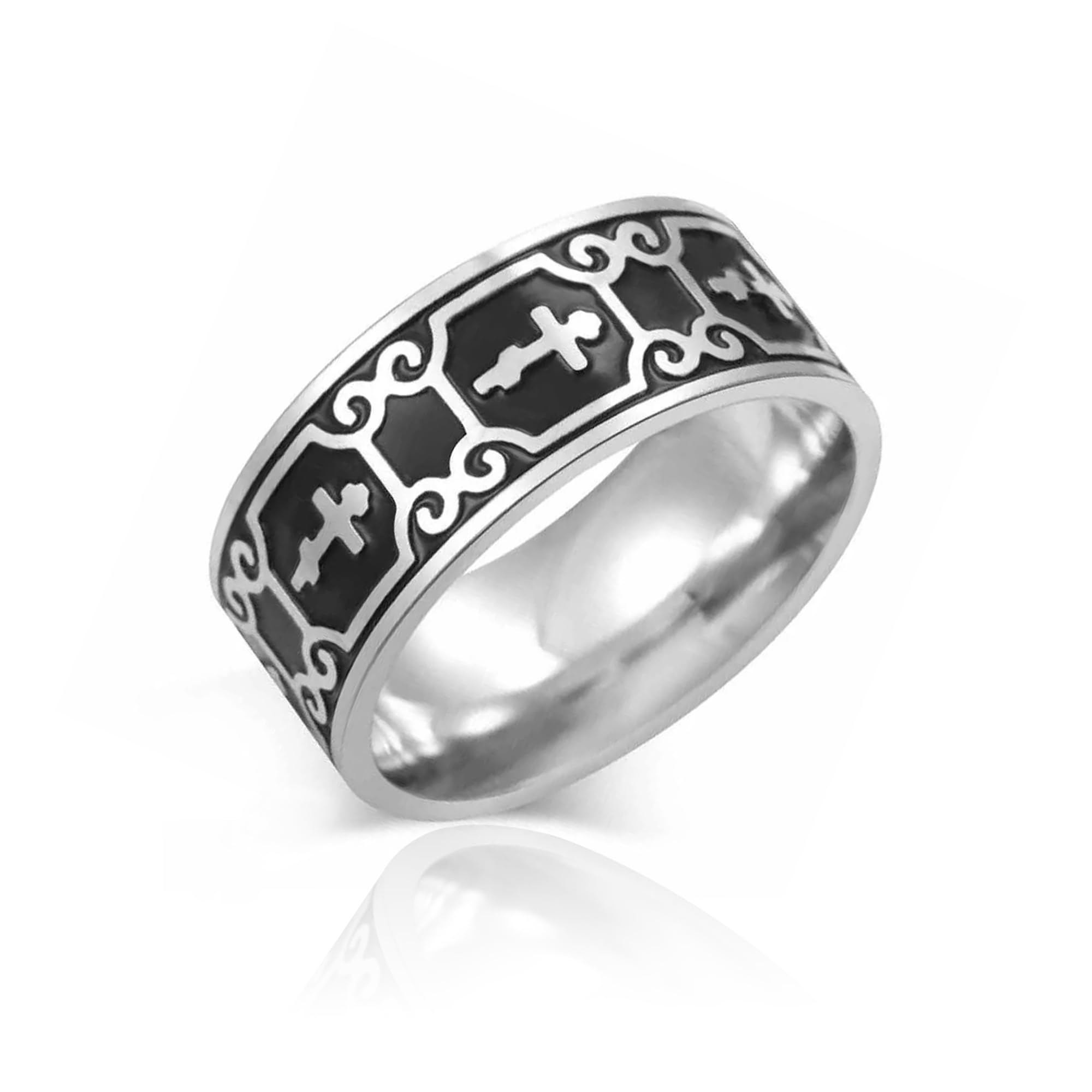 SIPURIS Russian Orthodox Cross Ring for Men Jesus Christ Amulet Stainless Steel Religious Christian Jewelry