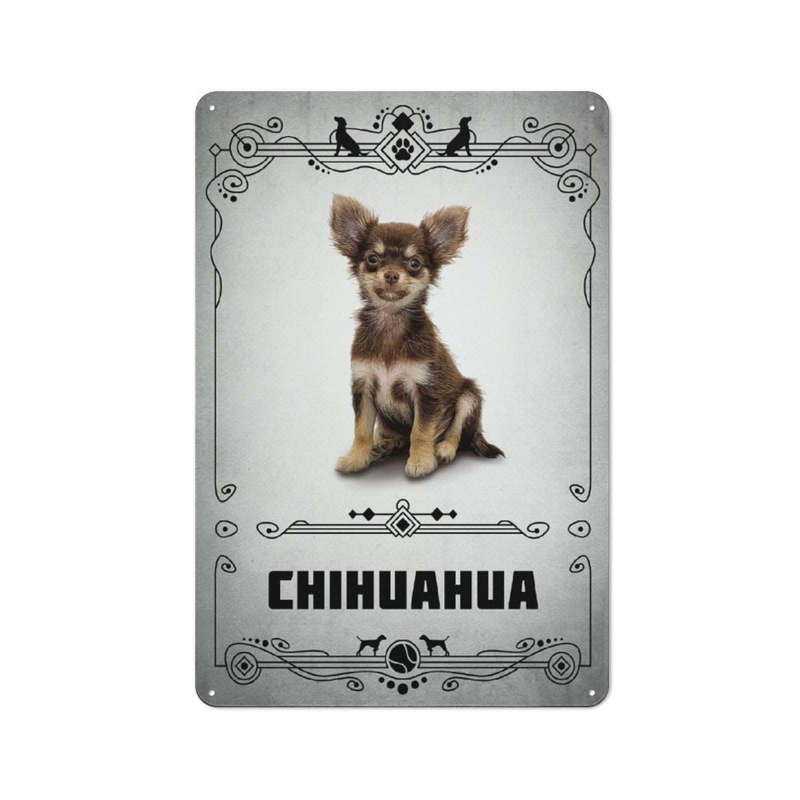 Chihuahua Workshop Style Metal Wall Decor 30x20cm, Garage Metal Sign for Workshop, Basement, Shed Or Games Room