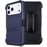 Shockproof Defender Case for iPhone 17 Pro Max with Holster, Heavy Duty Rugged with Stand, for Protective Phone Case iPhone 17 Pro Max Case Blue