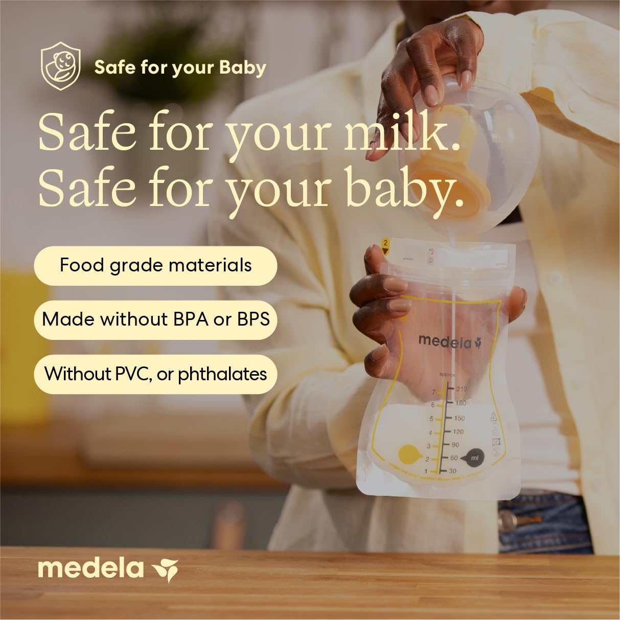 Medela Easy Pour Muttermilch-Aufbewahrungsbeutel, 100 Stück, 210 ml, Einweg, auslaufsicher, schnelles Einfrieren, Muttermilchschutz, recycelbar und BPA-frei