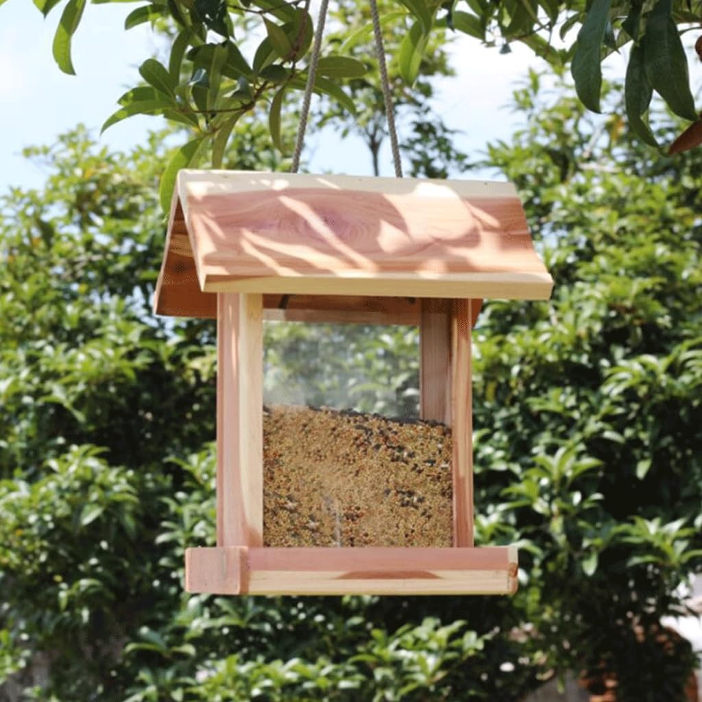 Jaula de Semillas acrílicas Concisa, comedero de Madera para pájaros, comedero para pájaros de Alta Resistencia para Colecciones de jardín, Amantes de Las Aves Comederos para pájaros