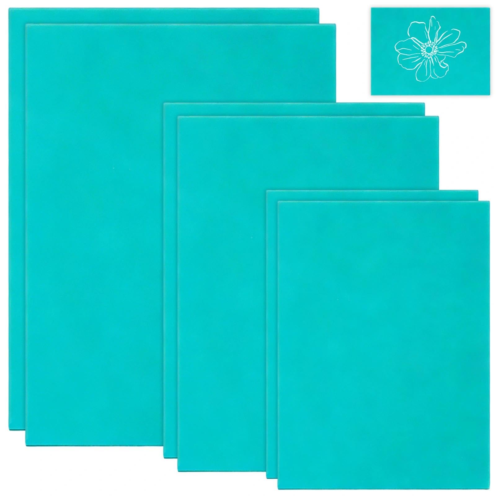6 PCS Soft Rubber Lino Sheets, Double Sided Lino Printing Plates Set, Green Linocut Plate for Printmaking, Carving, Stamps, Artists and DIY Craft Projects (2A4+2A5+2A6)