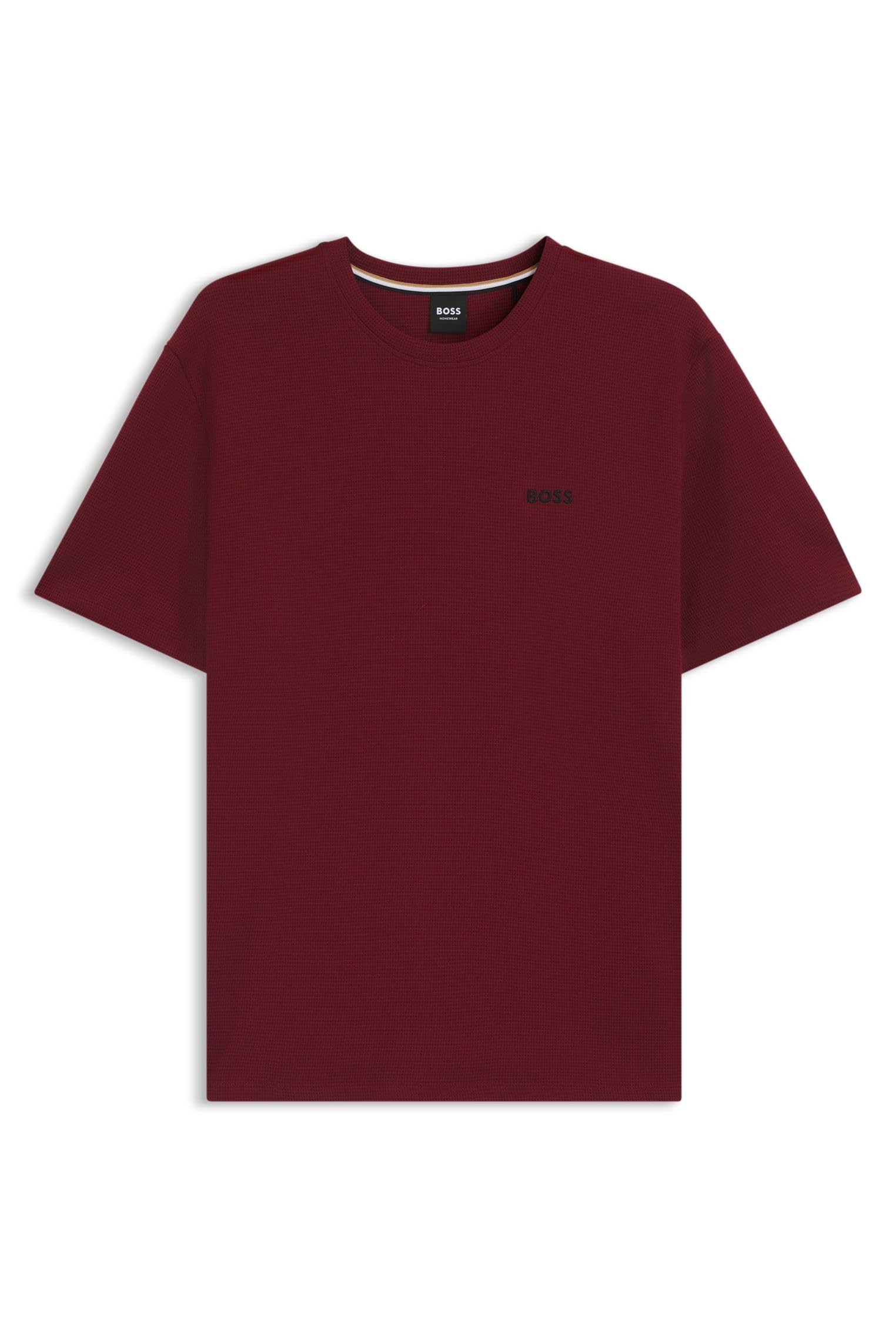 Boss Mens BOSS Bodywear Waffle T-Shirt with Structured Design - Dark Red - Size 2X Large