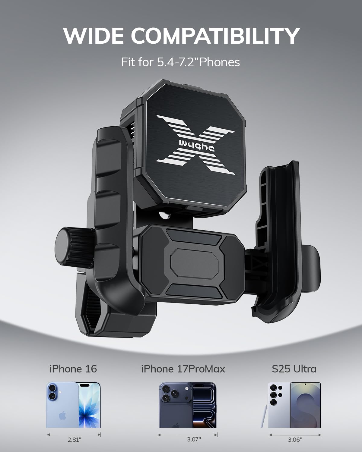 Fahrra - Supporto per cellulare da moto con ventola a semiconduttore, impermeabile IPX7, supporto per manubrio a 360° per biciclette, scooter e ATV, adatto per smartphone da 5,4" a 7,2"