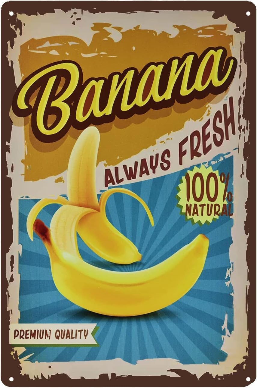 Vintage Banana Tin Sign - Fruit Metal Sign - Retro Decorative Sign Wall Decor Home Decor