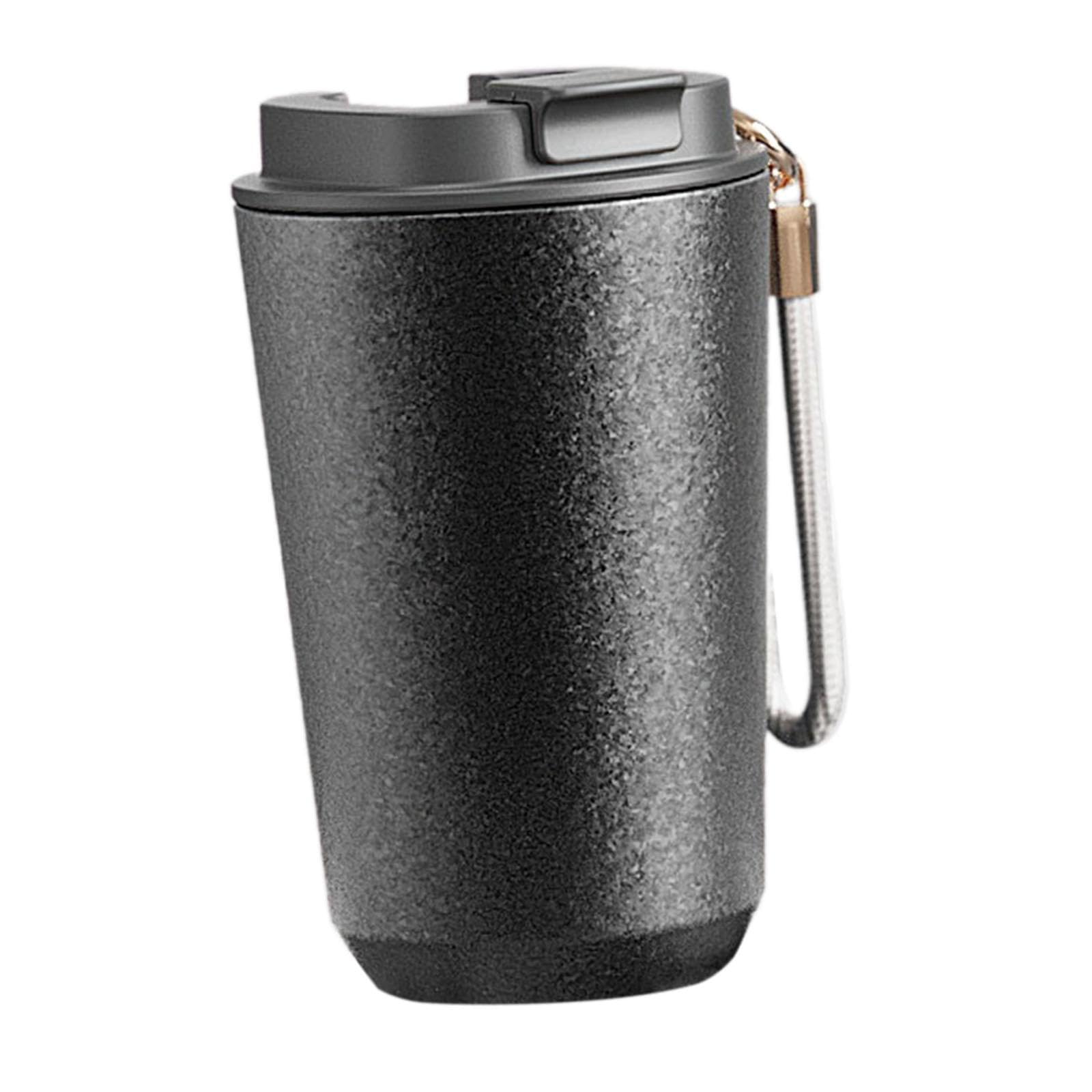 Tasse Isotherme Café Mug Tumbler Gourde Réutilisable En Titane avec Lanière Pratique et Couvercle pour Préserver Température Idéale pour Promenades Fê, 480ml