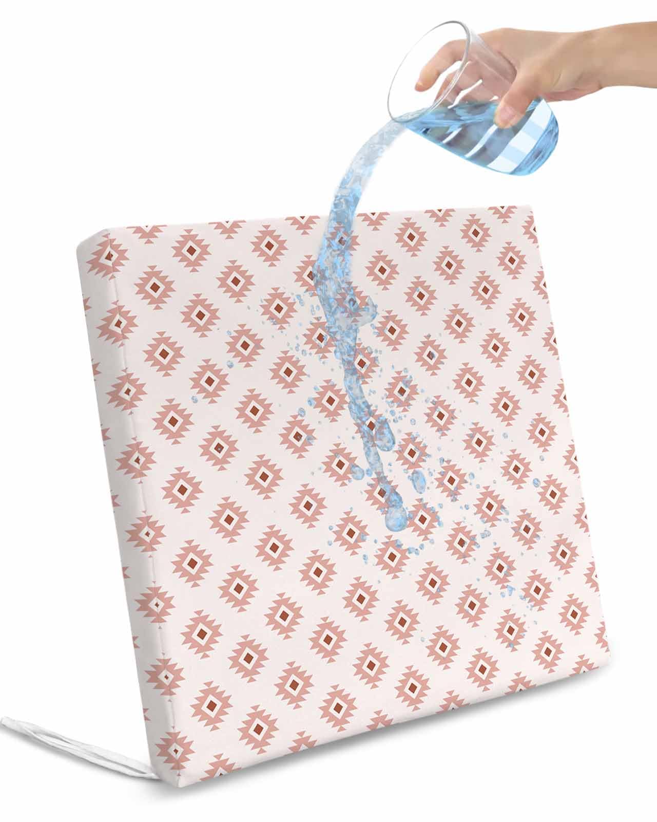 Edwiinsa Pink Geometric Indoor/Outdoor Seat Cushions Cover,Waterproof Patio Chaise Lounge Cushion Cover for Beach Pool Side Chair Cushions 22x22x2 Pieces Aztec Boho Moroccan Morocco Bohemian