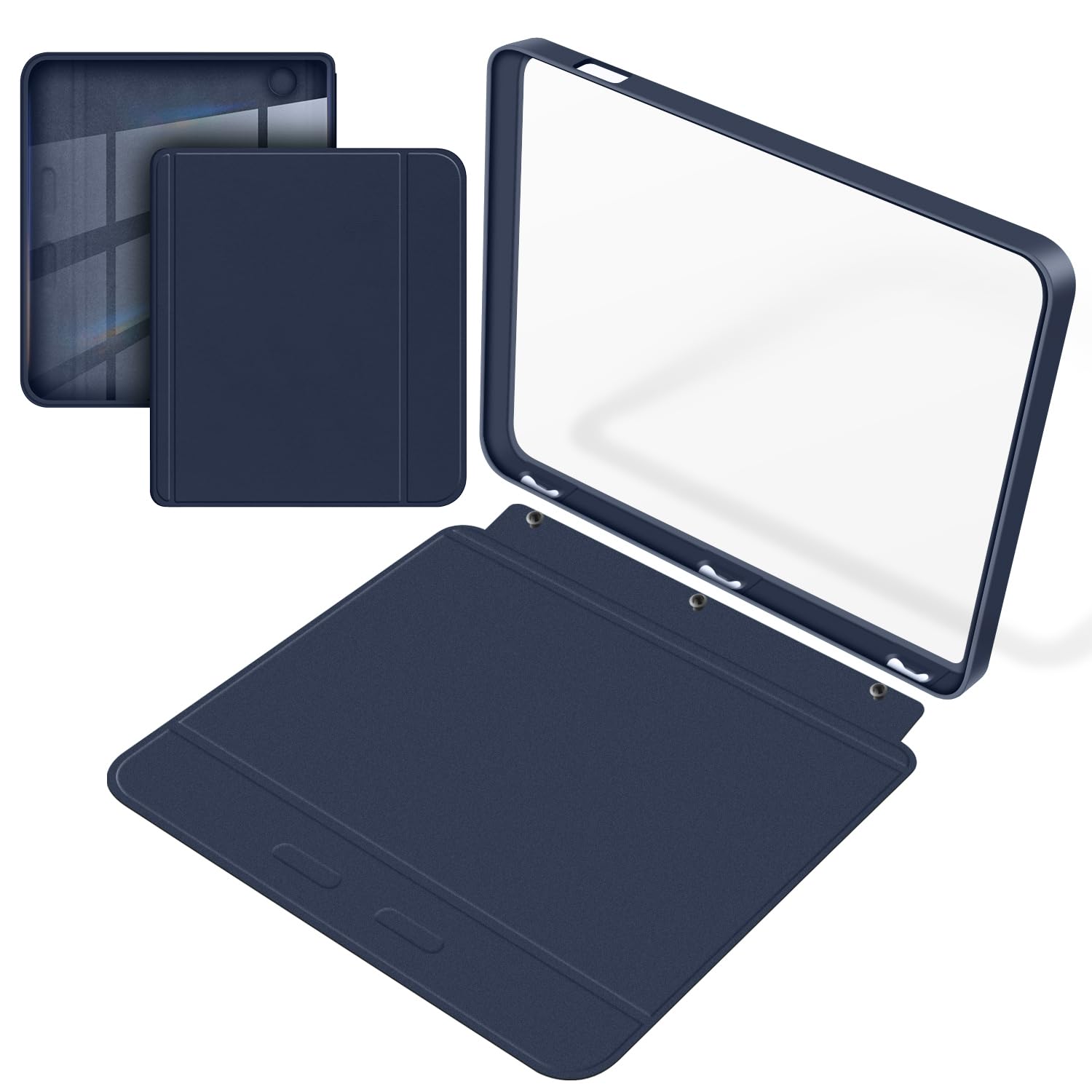 Split Folio Detachable Protective Case for 7" Kobo Libra Colour 2024 Released, Ultra Clear Transparent Back Cover Light Shell, Auto Sleep and Wake, Dark Green — view 17