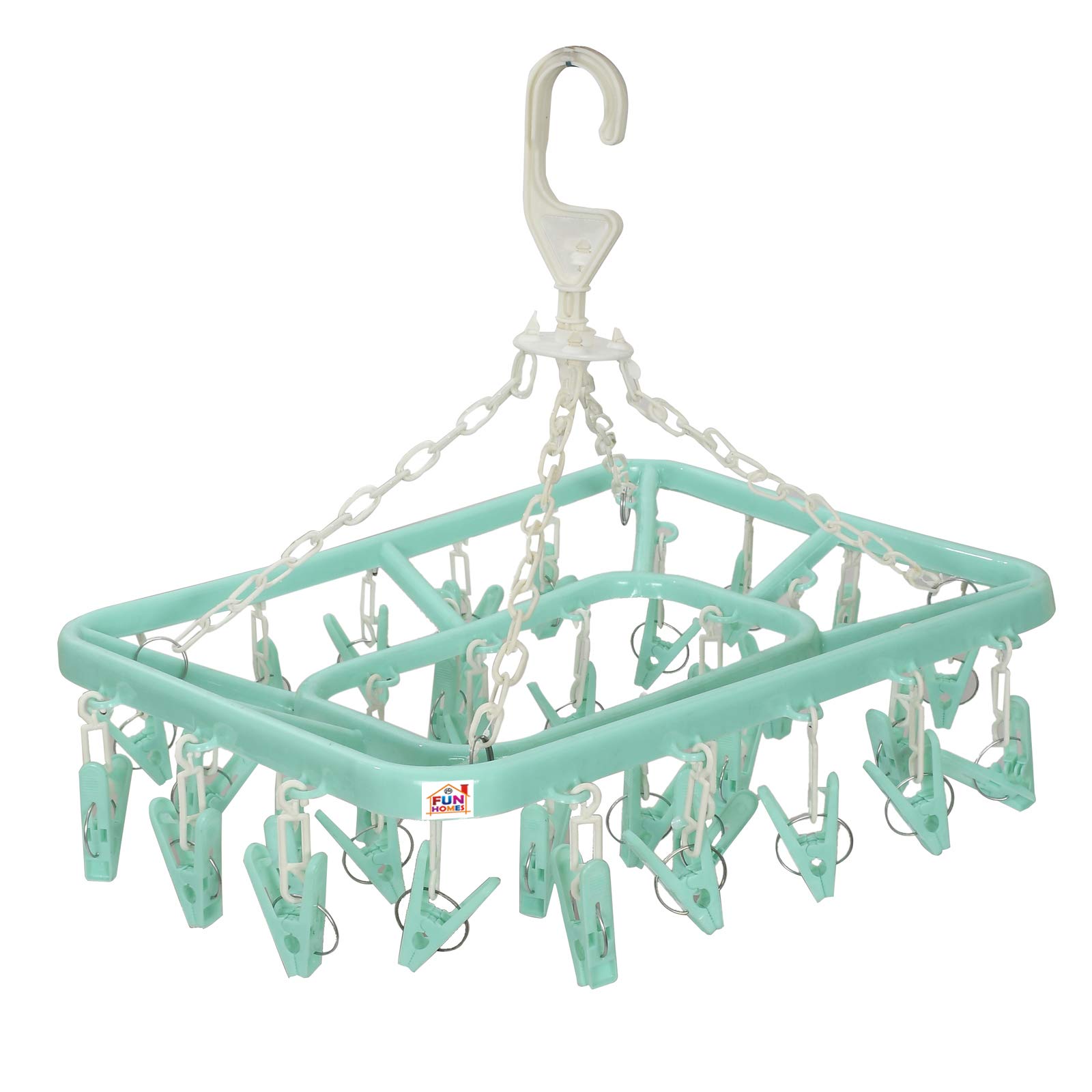 Fun Homes Plastic 32 Clips, 360 Degree Rotating Cloth Drying Hanger Rack | Socks, Bras, Panties, Lingerie, Hosiery, Swimsuits & Baby Clothes Hanging Rack for Home | FHUNH15537 | Green (B08X7QKZTG) Amazon Price History, Amazon Price Tracker