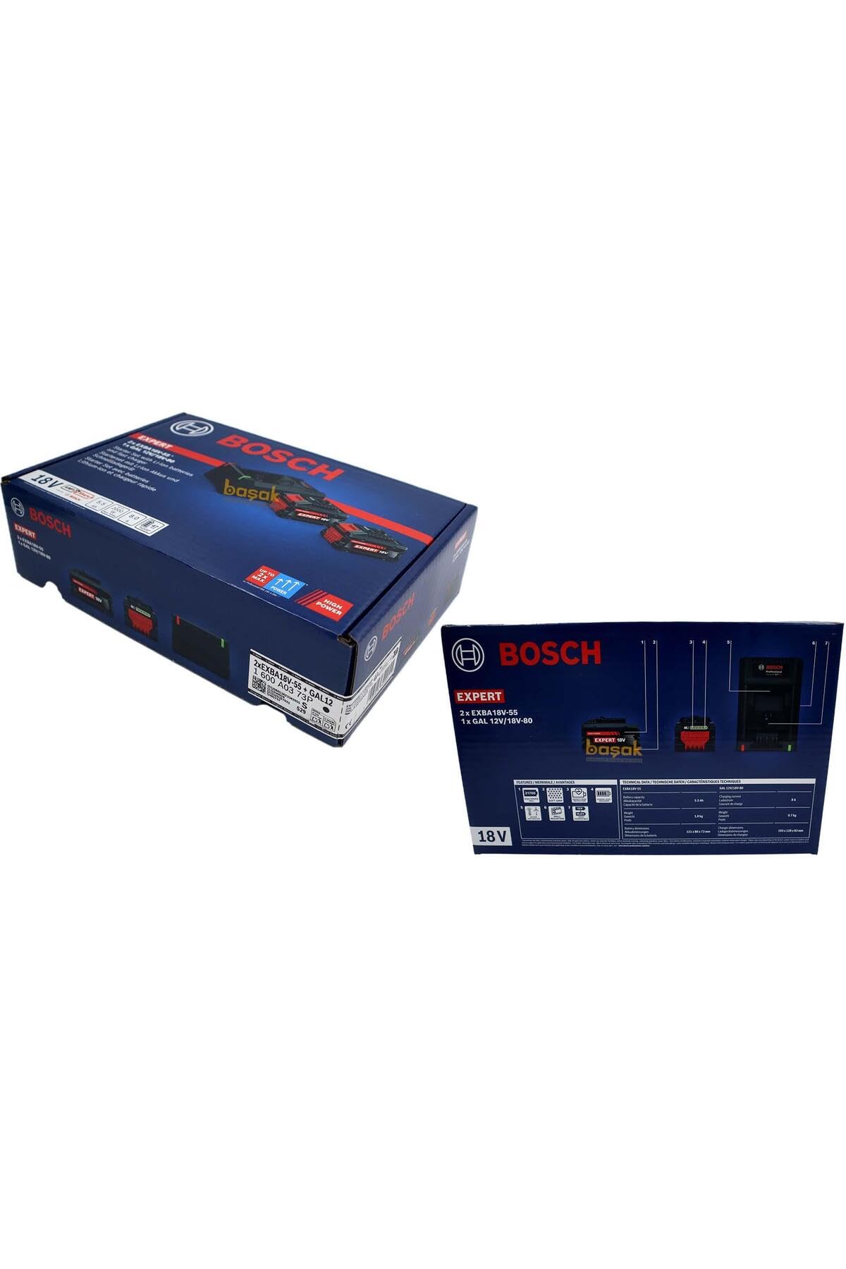 Bosch EXBA18V-55 Başlangıç Seti (2 x Expert 5.5 Ah + 1 x GAL 12V/18V-80