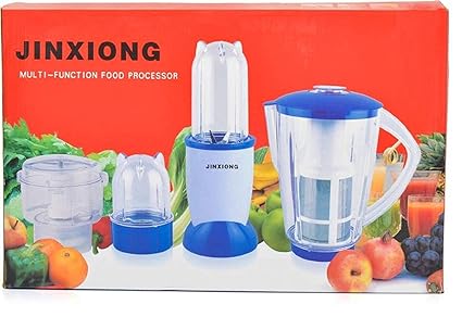 DISHIN 250 W Unbreakable Plastic Food Processor with 4 Attachable Jars (Blue)