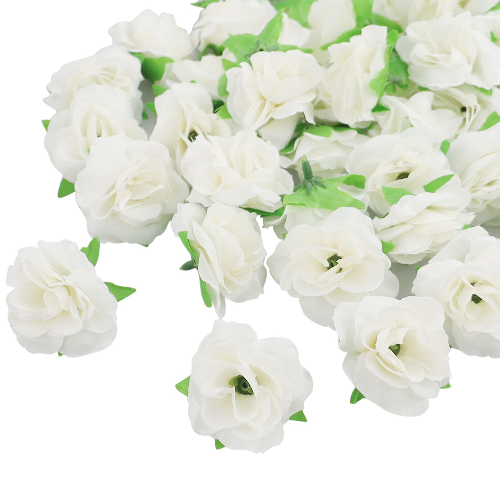 Hxmjied White 50Pcs Artificial Rose Flower Heads, Mini Flowers, Mini Roses Corsage Flower Heads, Artificial Flowers Heads Silk Rose Heads