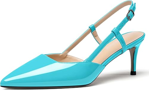 Zamikoo Zapatos de vestir de tacón de aguja con correa al tobillo y punta puntiaguda para mujer, 2.6 in