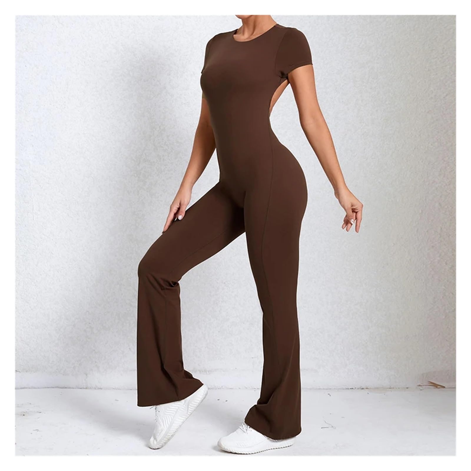 Mono De Gimnasio For Mujer, Ropa De Yoga De Una Pieza, Ropa De Entrenamiento De Baile Latino, Mono Acampanado