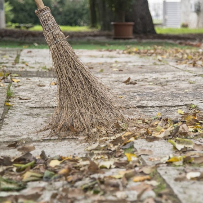 Virsus Scopa in legno di Bamboo, con manico lungo 142 cm, 18 rami, setole naturali, per pulizia giardino, strade, operatori ecologici -1031