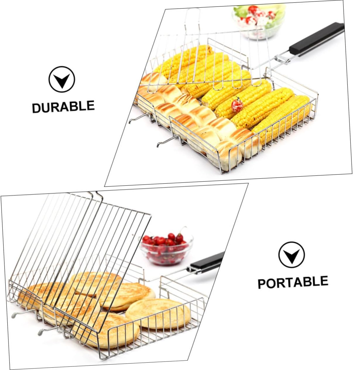 Portable Folding Bbq Grill Outdoor Small Grill Rack Stainless Steel Barbecue Rack for Camping Picnic Bbq Tool Easy to Use Structure