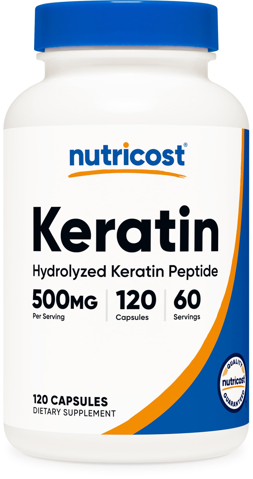 Nutricost Keratin Hydrolized Peptide Capsules - 500MG, 120 Capsules (60 Servings) - Non-GMO, Gluten-Free Formula