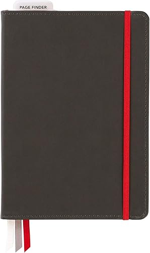 Miniatura 1 de CR Gibson Cuaderno de cuadrícula de puntos de cuero sintético negro 6 pulgadas de ancho x 85 pulgadas de largo 240 páginas registro de viñetas
