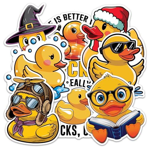 Image of Rubber Duck Sticker 8 Pcs (Large Size) Vinyl Stickers Laptop Waterproof Decal for Car Bumper Water Bottle Notebook Luggage Window Funny Party Birthday Decorations - Size 4 Inches