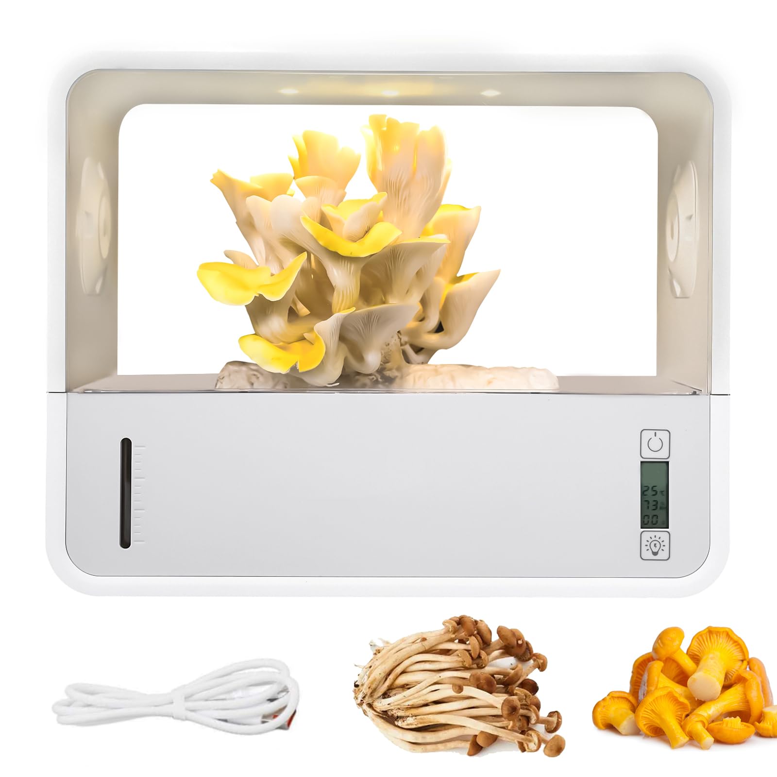 Set de Cultivo de Setas, Caja de Cultivo de Hongos con Pantalla de Temperatura y Humedad, Caja Inteligente Tienda de Cultivo de Hongos para Interiores con Luz de Crecimiento