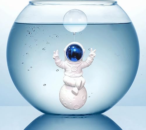 Miniatura 5 de BIANQUE 2 piezas de decoración flotante para peceras, decoración de acuario, decoración de pecera pequeña de astronautas, dispositivo flotante