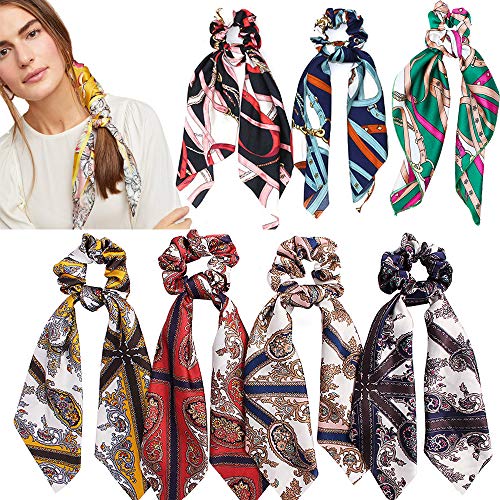 7 pezzi di seta raso sciarpa Scrunchies elastici per capelli fasce per capelli cravatte vintage foulard sciarpe scrunchies coda di cavallo supporto per donne ragazze