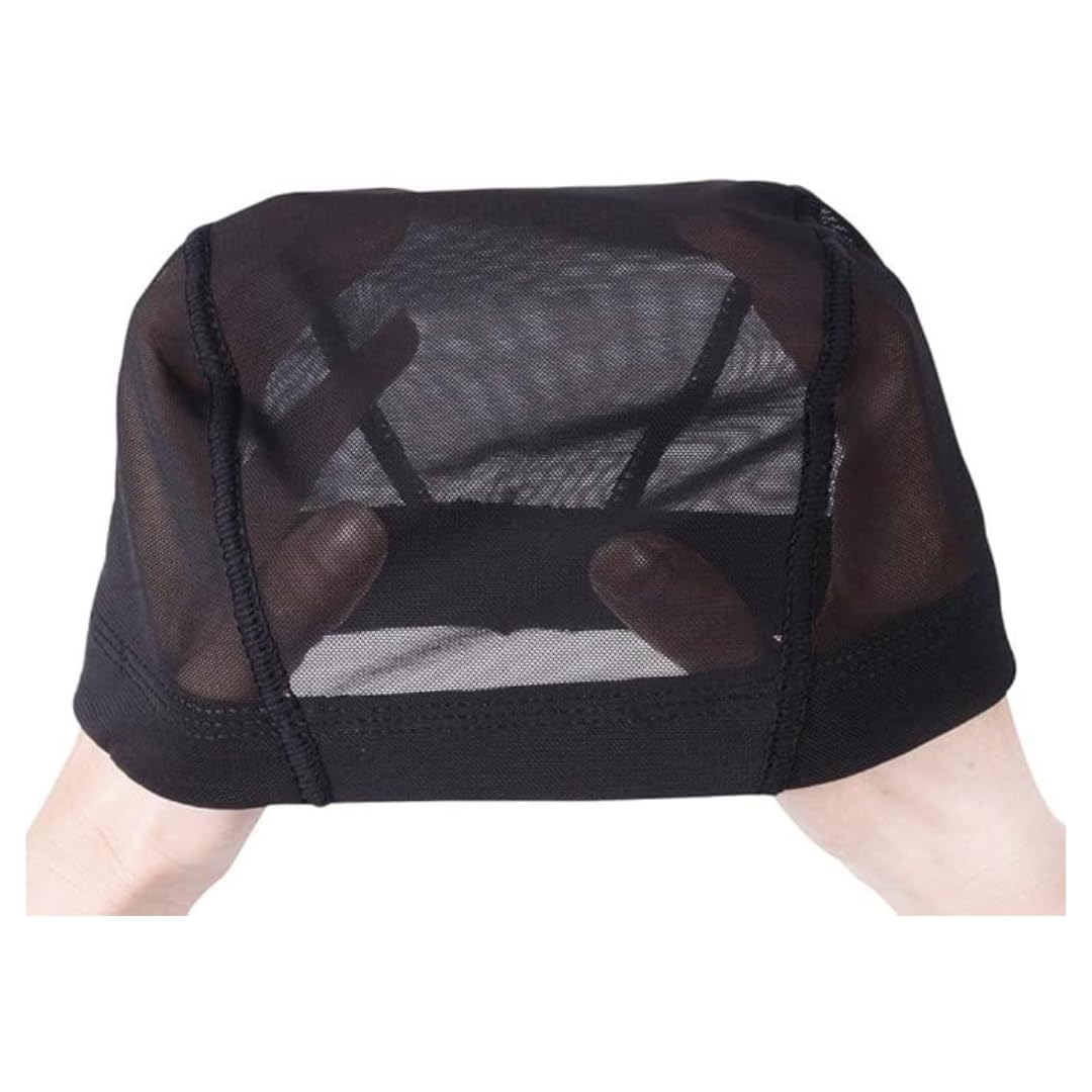 6 PEZZI Wig Caps Cappellino in maglia nera per realizzare parrucche pettinature estensibili con fascia elastica larga 6 pezzi/lotto