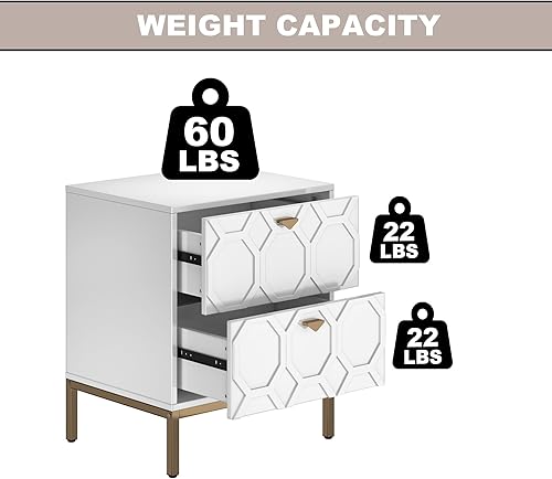 Miniatura 5 de Clihome Cómoda de 2 cajones para dormitorio, mesita de noche moderna con 2 cajones, cómoda de almacenamiento para sala de estar, altura de 24.4