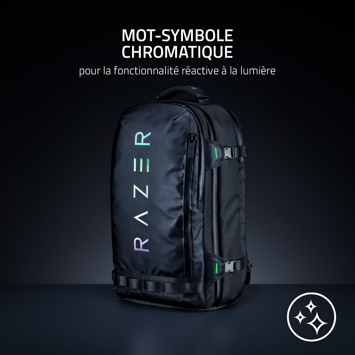 Razer Rogue V3 Backpack (17.3") - Sac à Dos de Voyage Compact (Compartiment pour Ordinateur Portable jusqu'à 15 Pouces, résistant à l'usure, Housse extérieure en Polyester) Noir/Chroma