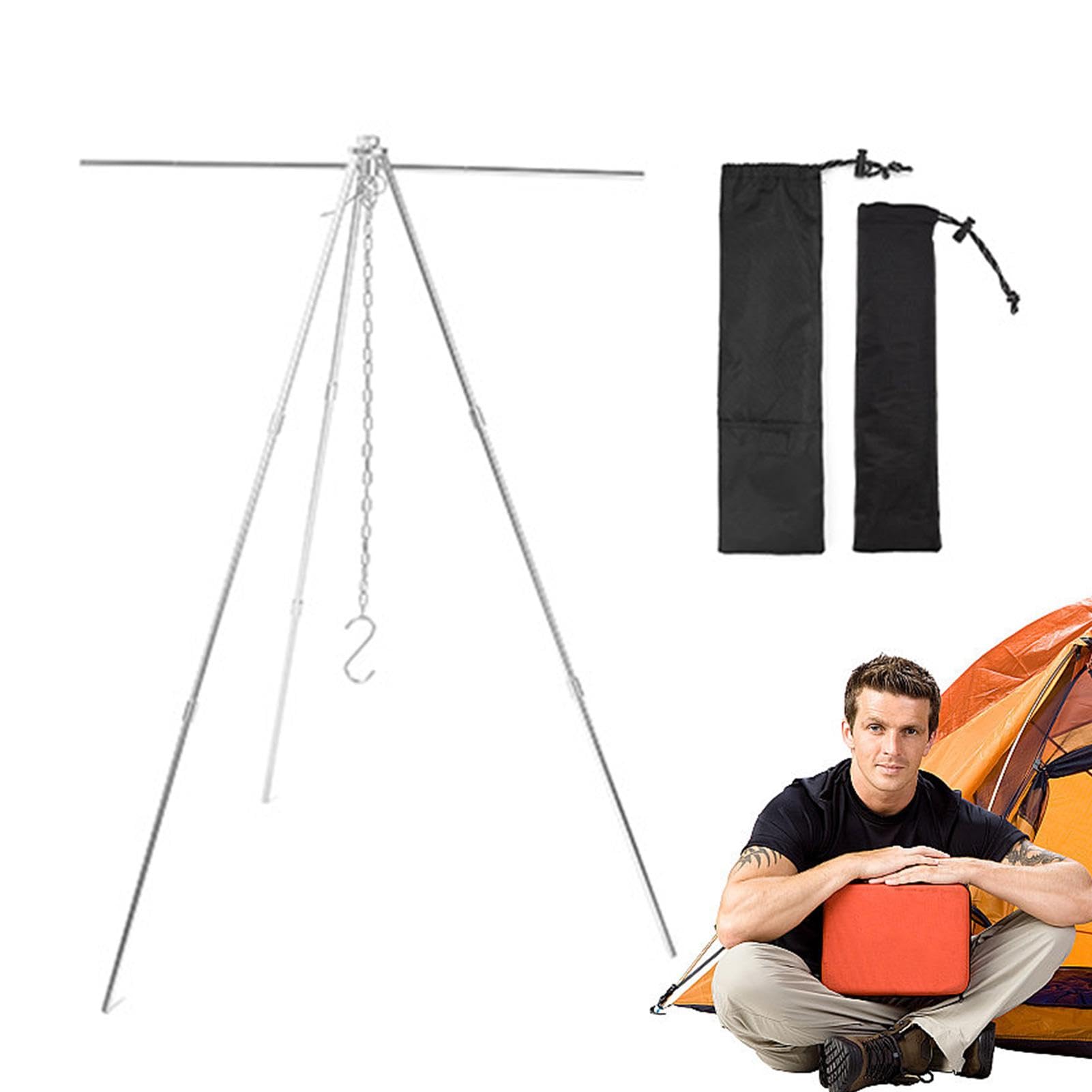 BBQ Tripod Hanger - Tripod Grill, Fire Camping Grill | Adjustable Cooking Tripod with Adjustable Suspension Chain, Campfire Cooking Tripod Stand Camping, Pot Pan Camping Tripod Hanger