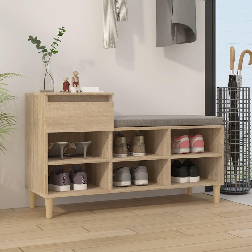 Armoire à chaussures chêne Sonoma 102cm avec tiroir modulable meuble rangement