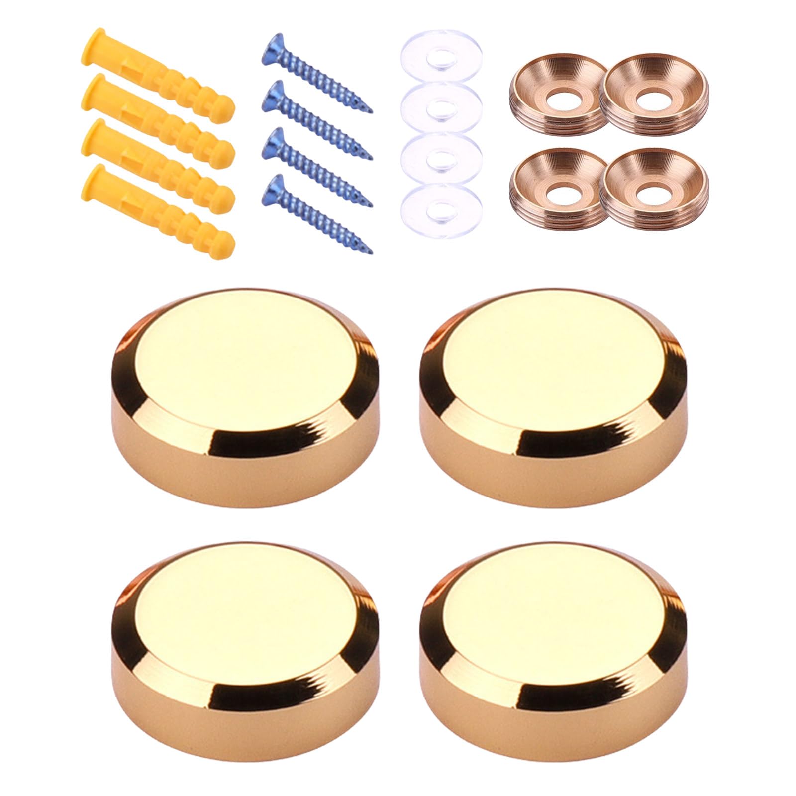 Fexxkg Multicolor 4Pieces Sturdy Brass Gold Glass Fixing Screws Portable For Bathroom And Wall Decoration Applications Brass Glass Screws