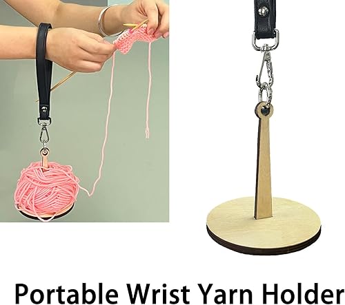 Miniatura 4 de SPANSEE Soporte portátil para hilo de muñeca, soporte de bolas de hilo, Minder de hilo, almacenamiento de hilo, soporte de hilo de madera, soporte