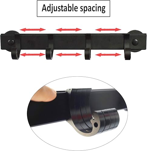 Miniatura 5 de Estante de metal sólido de montaje magnético, riel de cocina con 4 ganchos, estante de utensilios para espátula de tapa de olla, ganchos de cocina