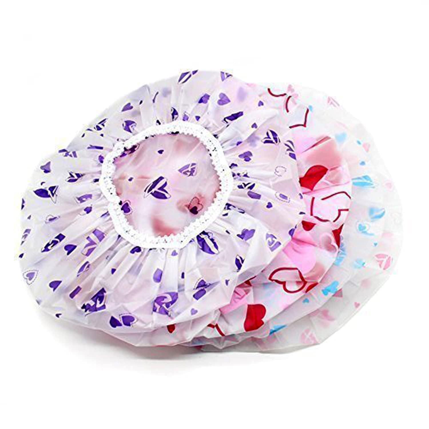 Shower Cap, 3 Pcs Waterproof Reusable Shower Caps Bath Hair Hat for Women Men Kids (Multicolor)-image-21