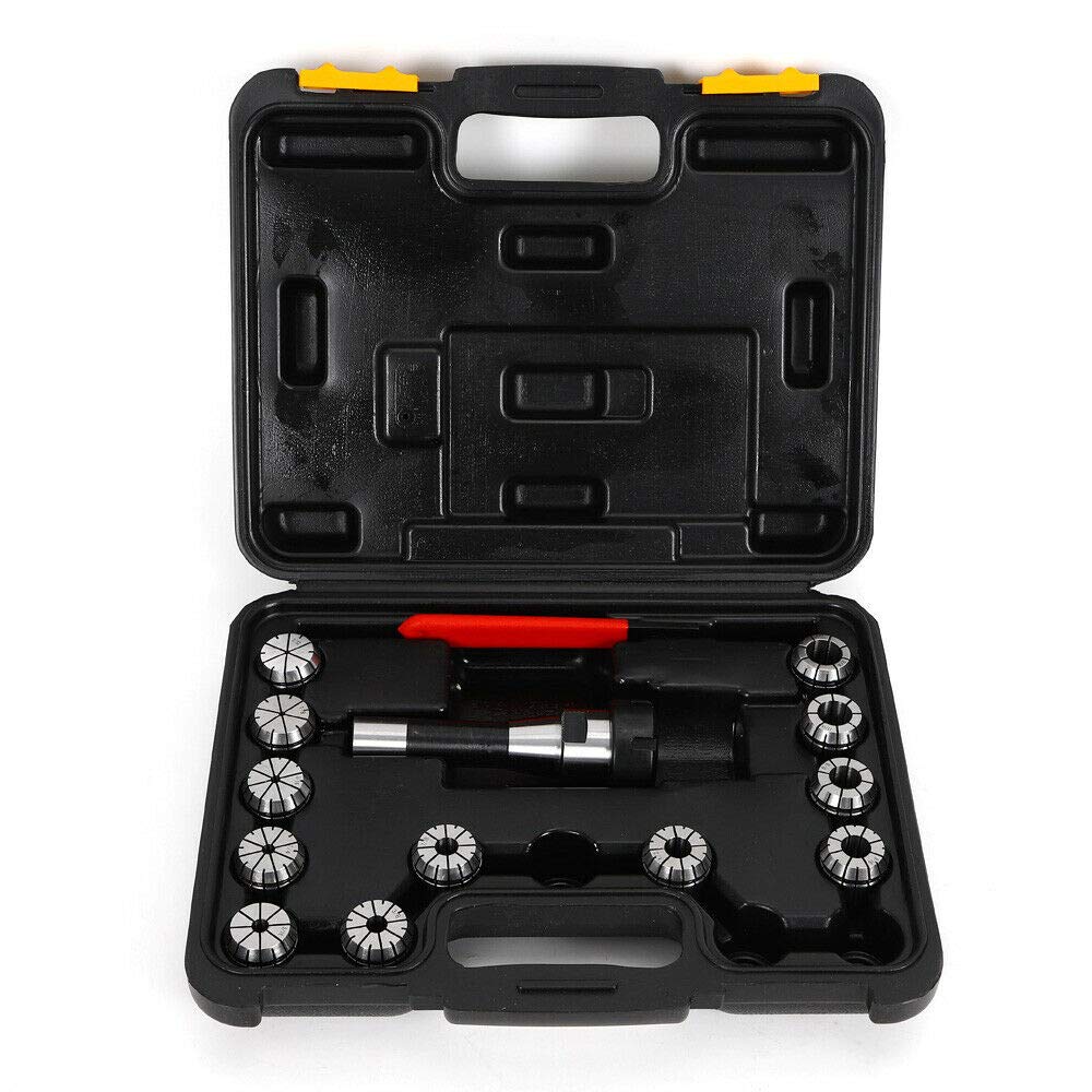 Lathe Collet Chuck Set, Milling Machine R8 Shank Er32 Chuck with 12 Collet Assemblies 3/32"-3/4" for