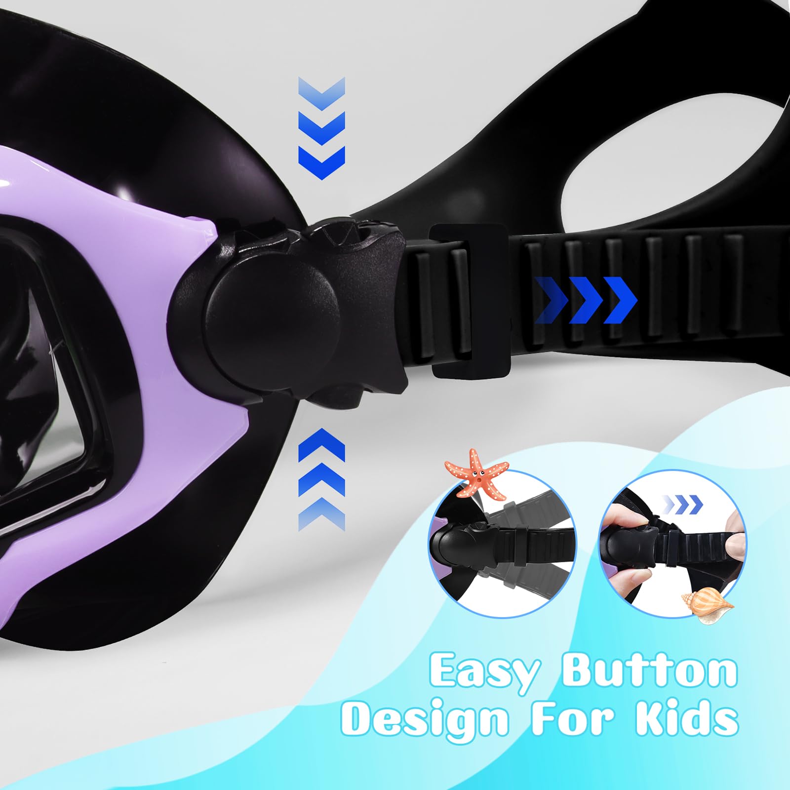 Keary Kinder-Schwimmbrille mit 3 Fenstern und Nasenabdeckung für 3–16 Jahre, Schwimmmaske für Kleinkinder, Jungen, Mädchen, Jugendliche, Anti-Beschlag-Schutz