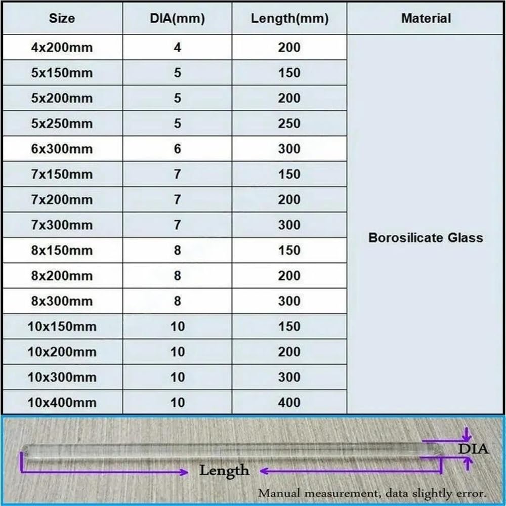Agitador de vidrio de 10 Uds for barra guía de líquido de filtro, varilla agitadora de vidrio de 4-10mm de diámetro, varilla agitadora de laboratorio transparente(10x400mm)