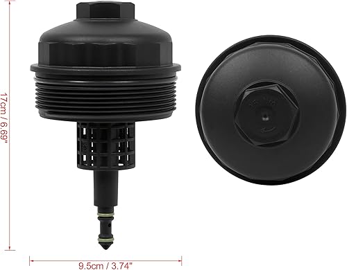 Miniatura 2 de X AUTOHAUX Tapa de filtro de aceite negra 11421744000 Reemplazo para BMW E88 E90 E60 E63 E65 F10 F01 X5 X6