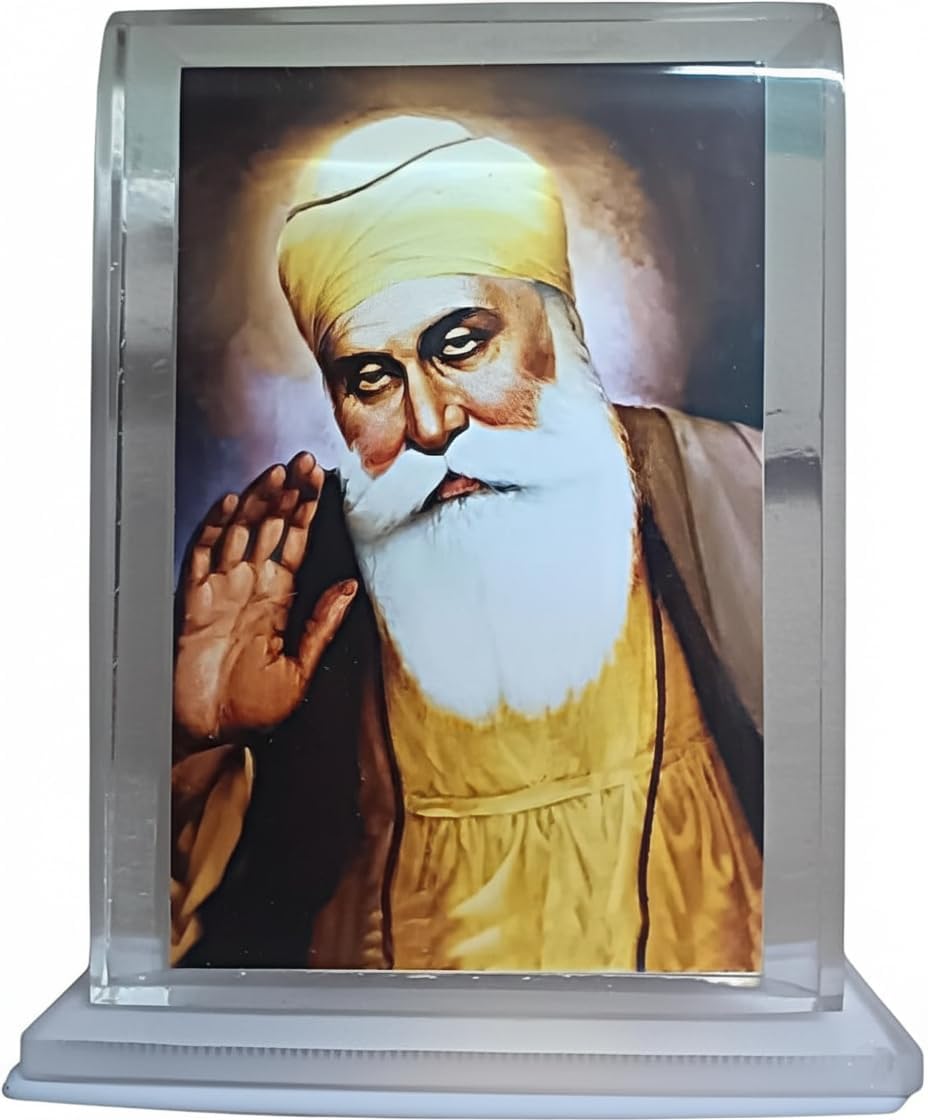 Imagine Mart Guru Nanak Dev Ji Pitures Transparent Fiber Frame Sikh Guru/God Pictures Sikhism Khalsa Car Dashboard | Mandir And Home Decor | Office Table Showpiece Super Quality