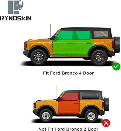 Miniatura 2 de RYNOSKIN Estribos para Ford Bronco 2021-2023 4 puertas resistente para todo terreno todoterreno barras Nerf de acero rieles de escalón textura