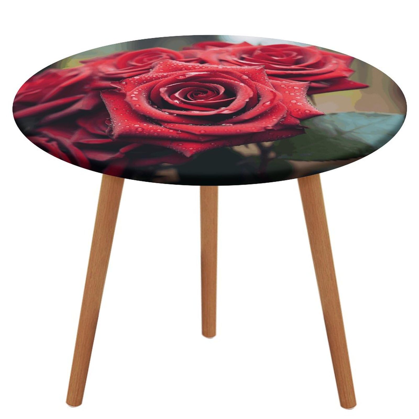 Nappe de table ronde rose rouge : idée cadeau de pendaison de crémaillère