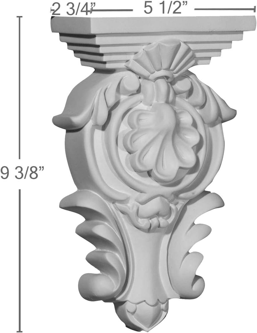 Ekena Millwork COR05X02X09MO 5 1/2-Inch W x 2 3/4-Inch D x 9 3/8-Inch H Royal Leaf Corbel