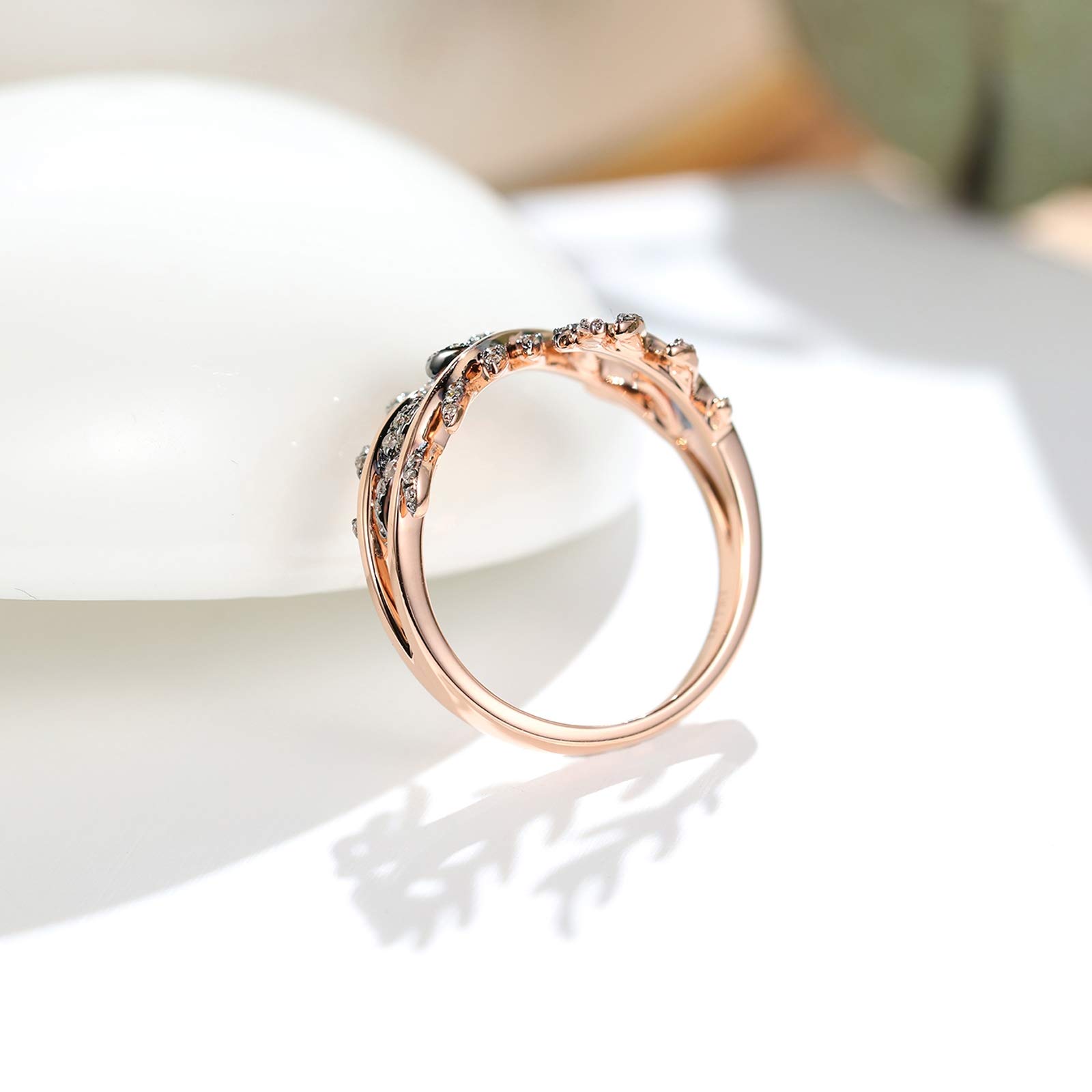 Beydodo Pierścionek zaręczynowy 18 K, 750 kartek z diamentami, różowe złoto e 18 karatów (750) czerwone złoto, 62 cm (19,7 cala), colore: różowy (Rosegold), cod. TLLWGZ4859