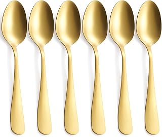 GoGeiLi Matte Gold Stainless Steel Dinner Spoons Set