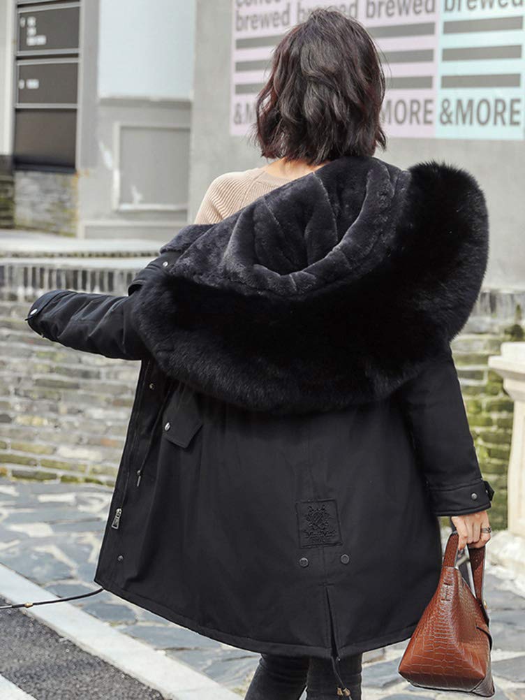 ORANDESIGNE Femme Doudoune Longue Manteau Zippé épais Chaud Parka Blouson Hiver Fourrure avec Capuche Elegant Hoodie Jacket Veste