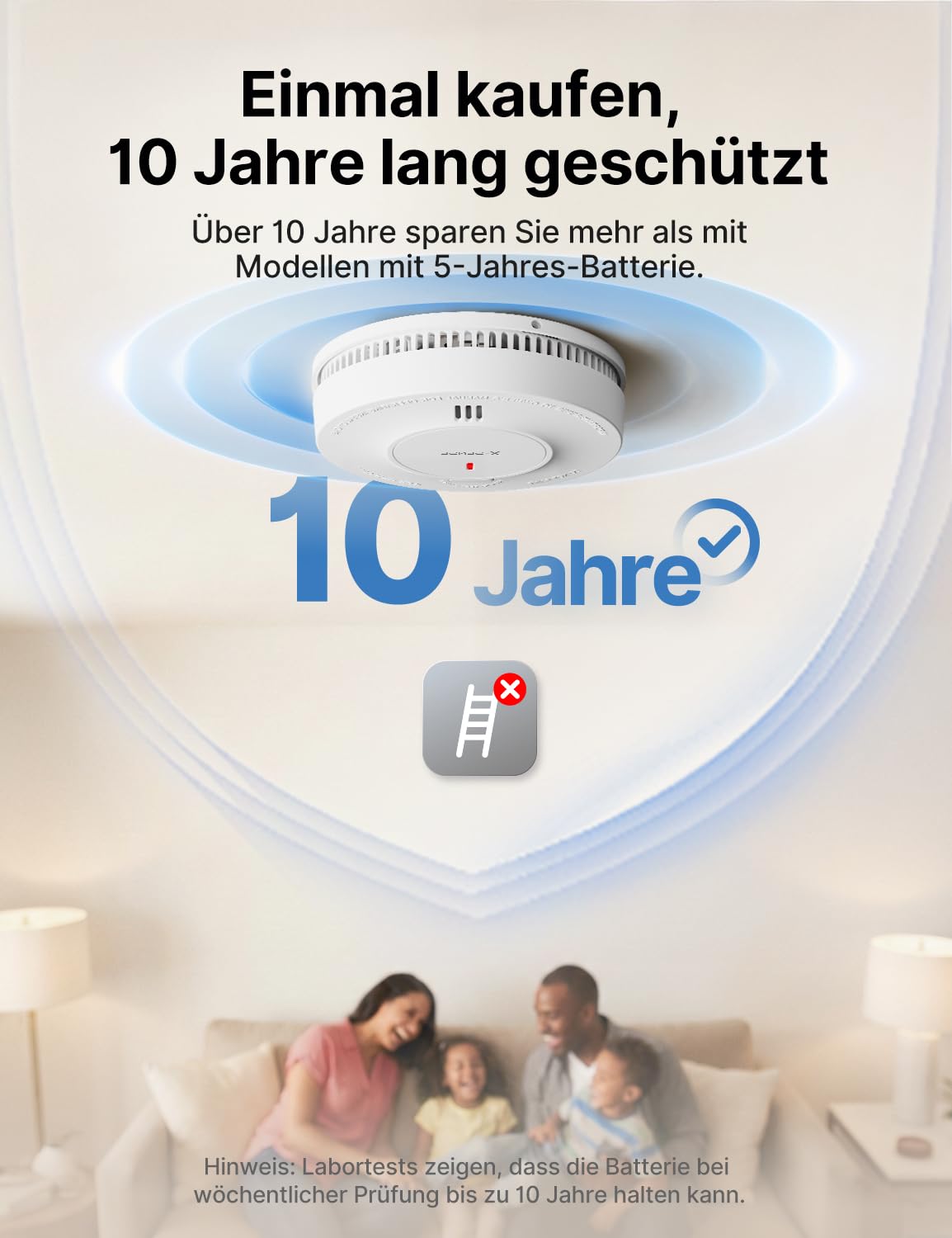 X-Sense Smart WLAN-Rauchmelder Feuermelder mit 10-Jahres-Batterie und SBS50 Basisstation, TÜV Rheinland Zertifiziert, photoelektrischer vernetzbarer Funk-Brandmelder, SD19-MN61, 6 Stück
