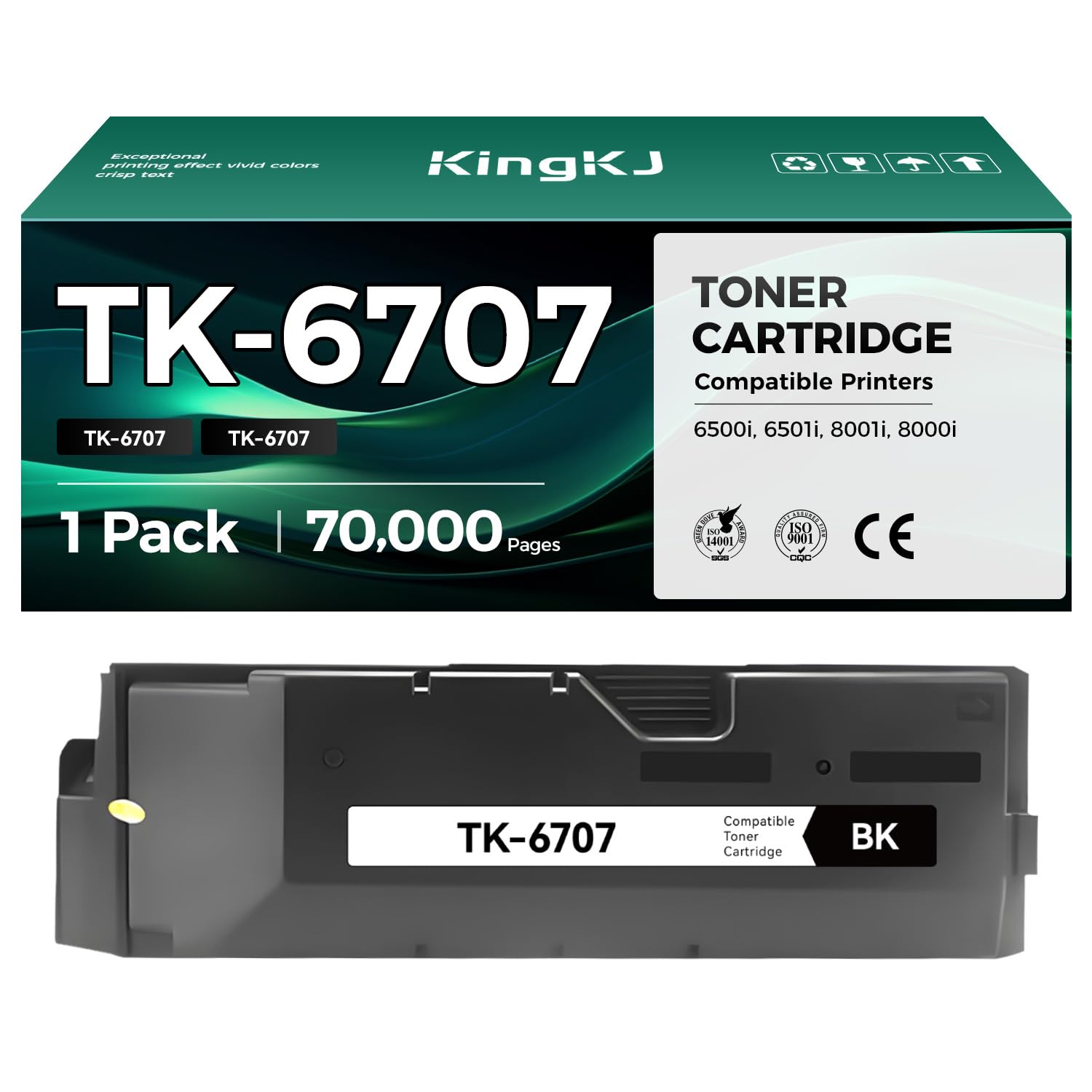 TK-6707 TK6707 Toner Cartridge Black 1-Pack High Capacity Replacement for Kyocera TK-6707 TK6707 1T02LF0US0 Compatible with Kyocera TASKalfa 6500i 8000i 6501i 8001i Printers Ink Copy (70,000 Pages)