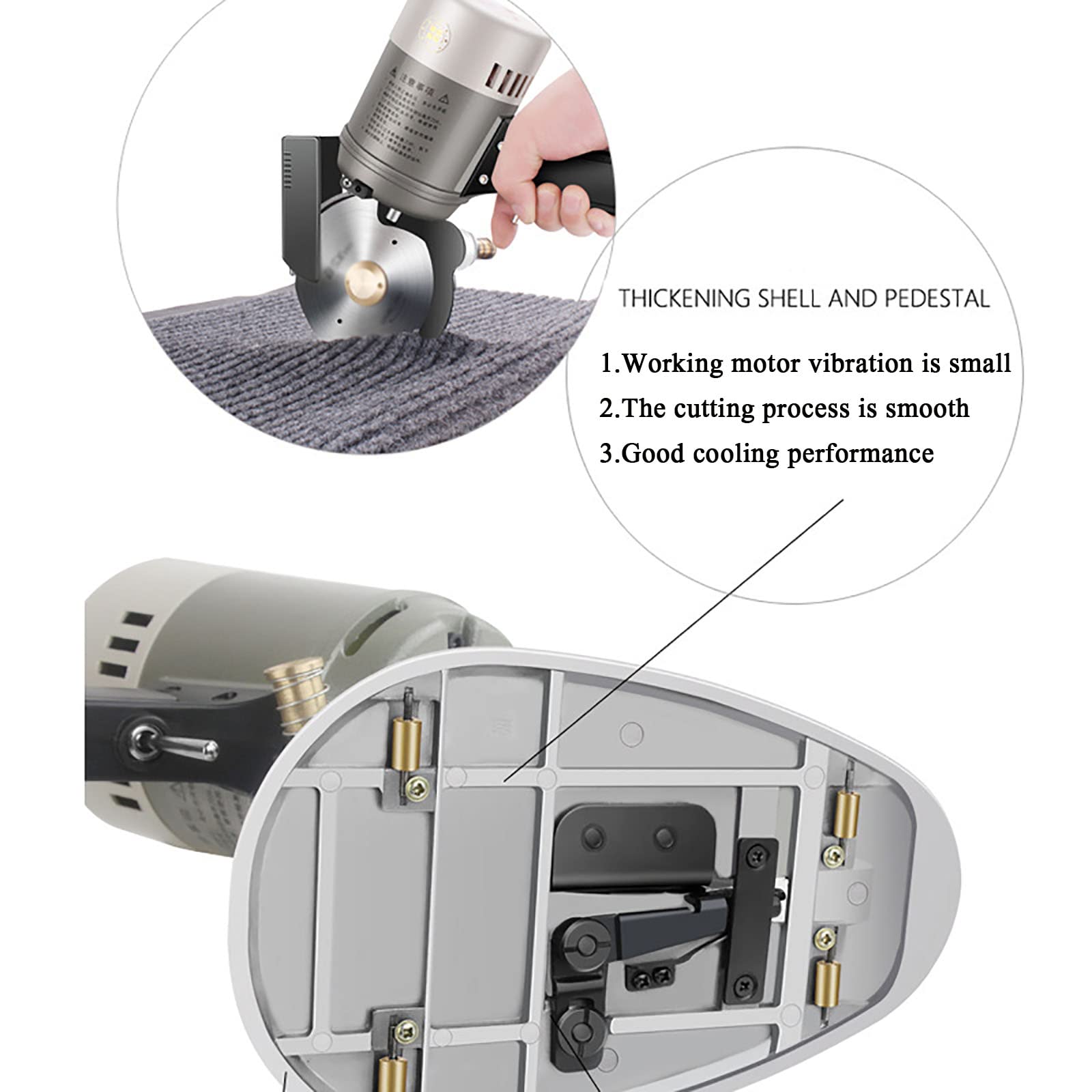 Cortador rotatorio de tela eléctrico, máquina cortadora de tela manual, viene con función de afilado y dispositivo protector elevable, para ropa multicapa, textiles, papel, mantas, sombreros, etc.